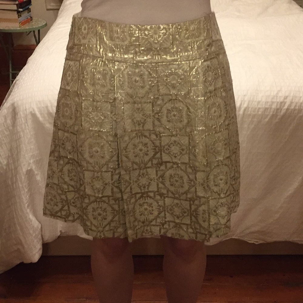Diane von Furstenberg Gold Metallic Skirt (Size 4)